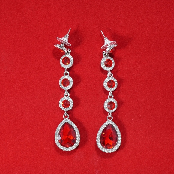 Red Rhinestone Earrings